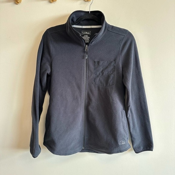 LL Bean Women's Trail Fleece Full-Zip Jacket in Black Front Pocket Size Small - Picture 2 of 9